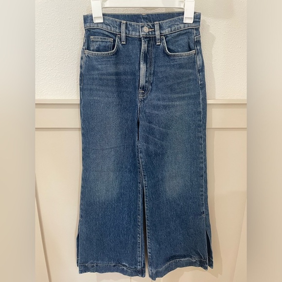 7 For All Mankind Denim - 7 For All Mankind Cropped Jo with Side Slit Wide Leg Jeans 27
